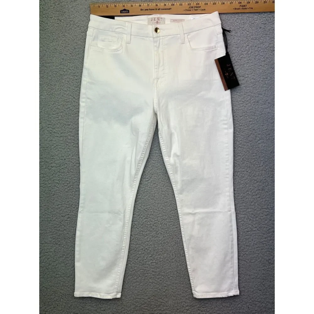 7 FOR ALL MANKIND Jen 7 Womens Sz 10 Cropped‎ Skinny White 30x25